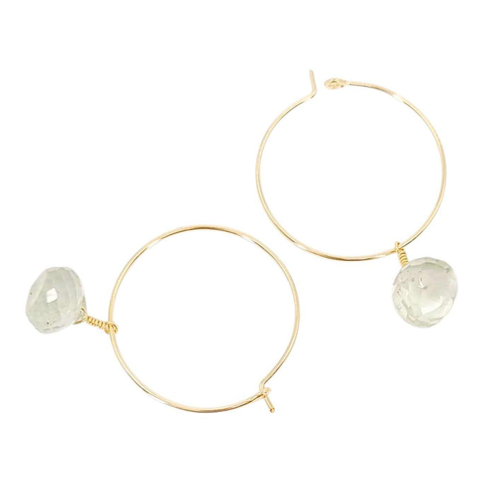 Earrings - Prasiolite Drop Hoops (14k Gold Fill) by Foamy Wader