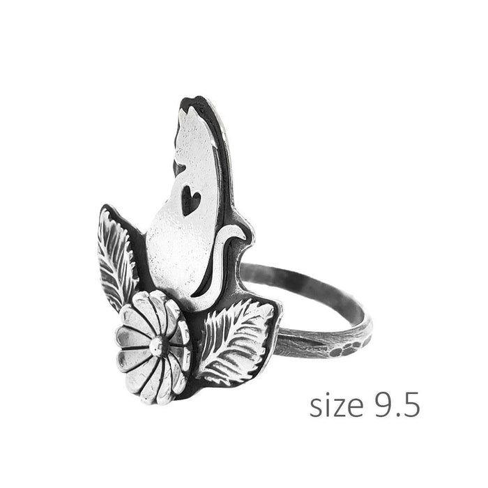 WA295 $72 - Size 9.5 - Single Meow Ring Sterling Silver