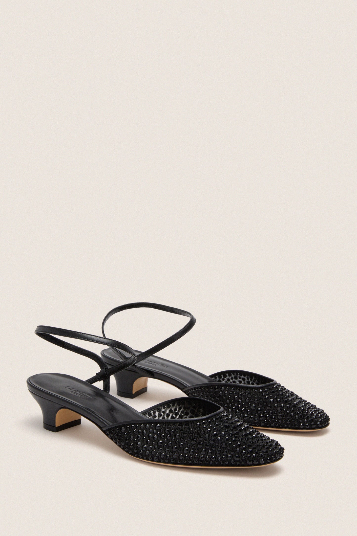 Black Crystals Erika Pump Sandals
