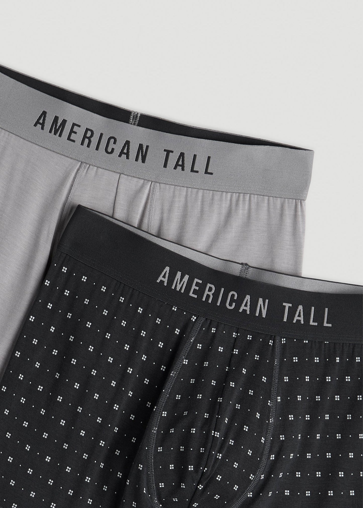 Micro Modal Boxer Briefs for Tall Men in Dark Grey Geo & Pebble Grey