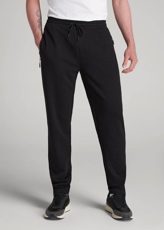 Tech-Knit Zip Joggers for Tall Men in Black