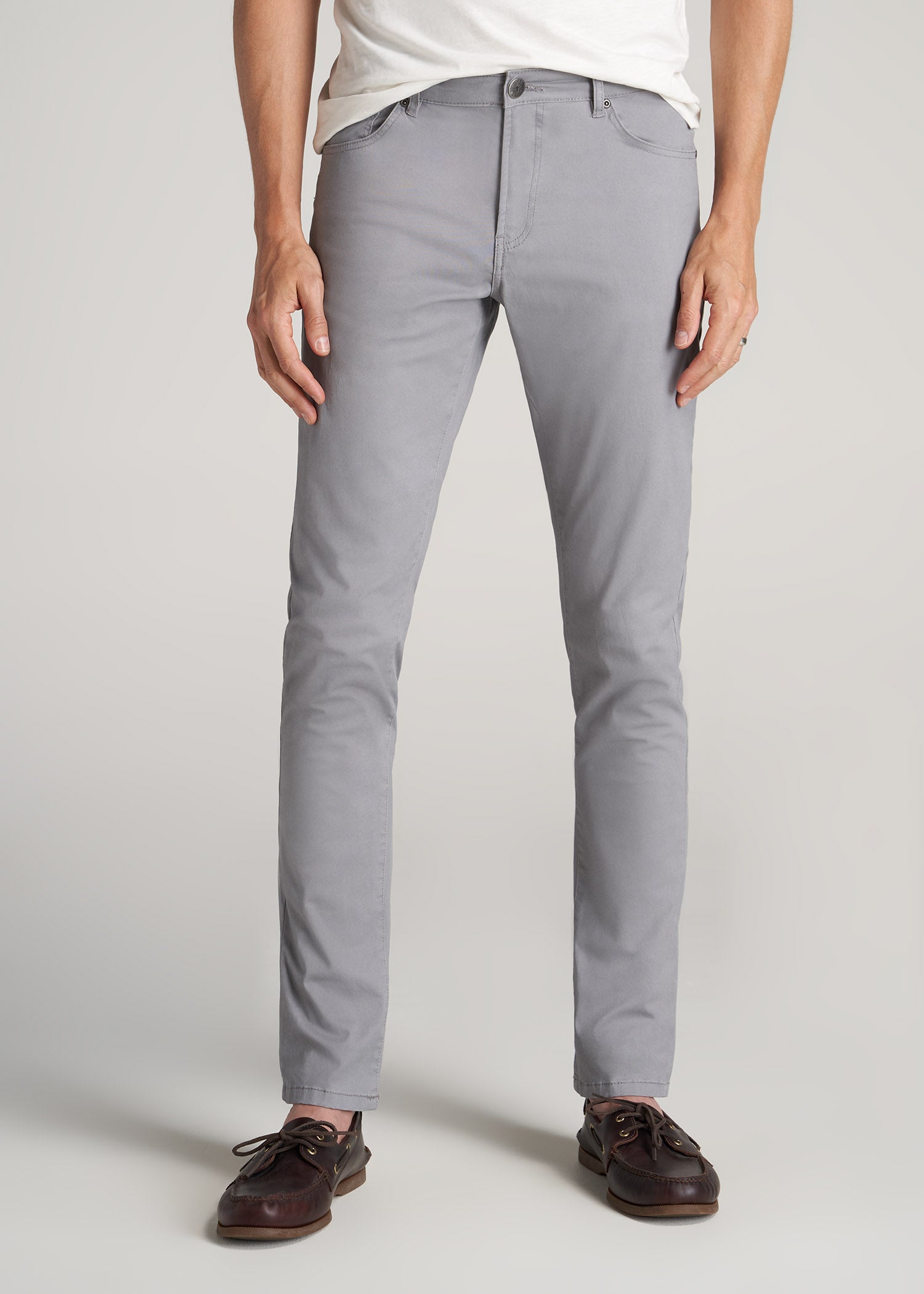 Carman TAPERED Fit Five Pocket Pants for Tall Men in Pebble Grey