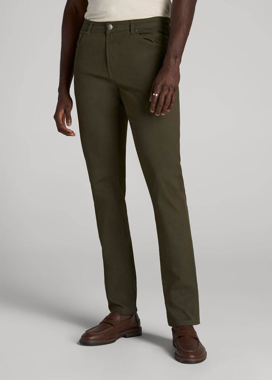 Carman TAPERED Fit Five Pocket Pants for Tall Men in Camo Green