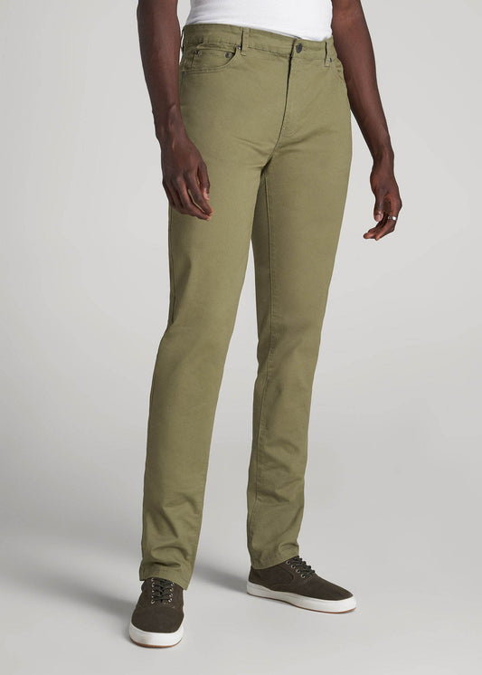 Dylan Slim Fit Five-Pocket Pants For Tall Men in Fatigue Green