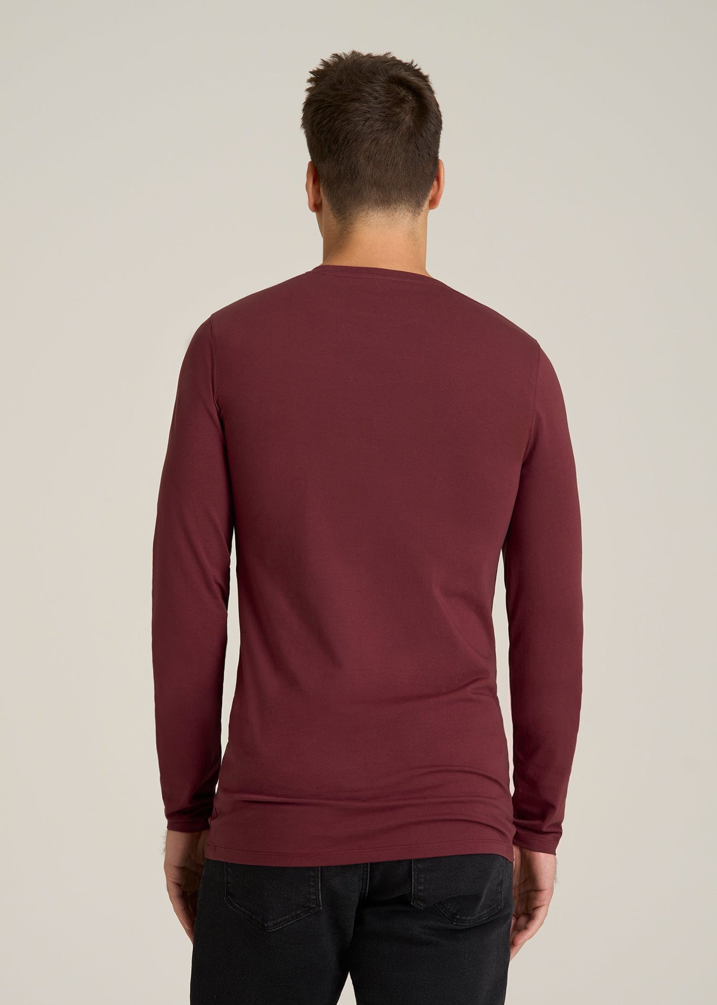 Essential Tees Slim Fit Long Sleeve Tee for Tall Men in Tawny Port