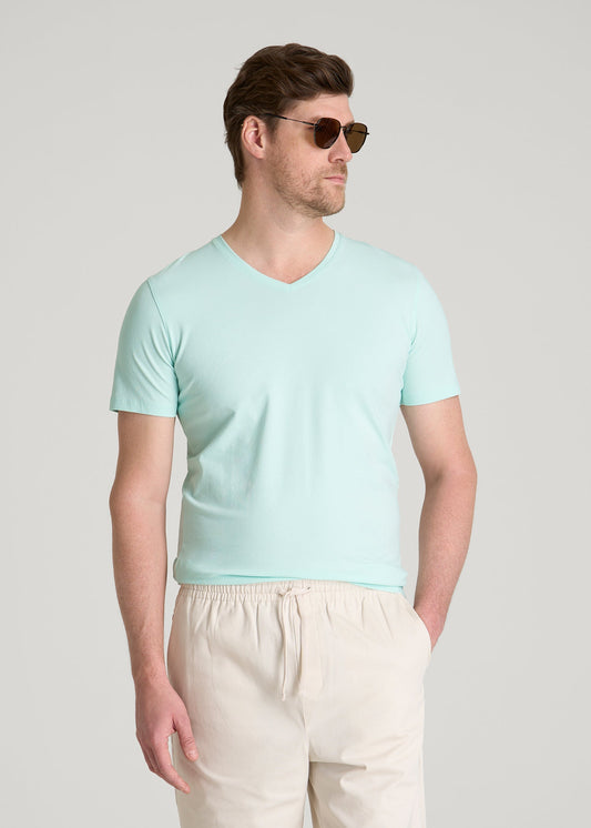 The Essential Slim Fit V-Neck Tee for Tall Men in Opal Blue