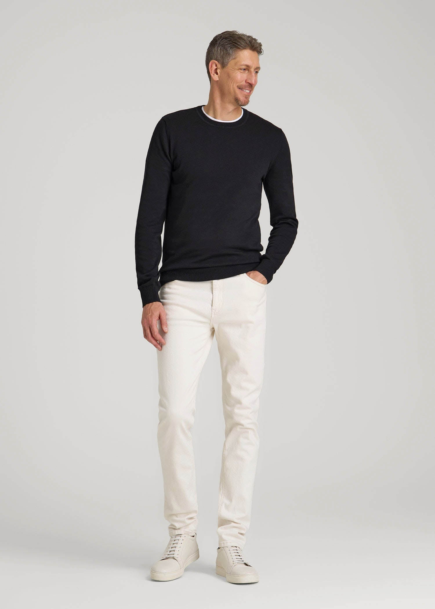 Everyday Crewneck Sweater for Tall Men in Black