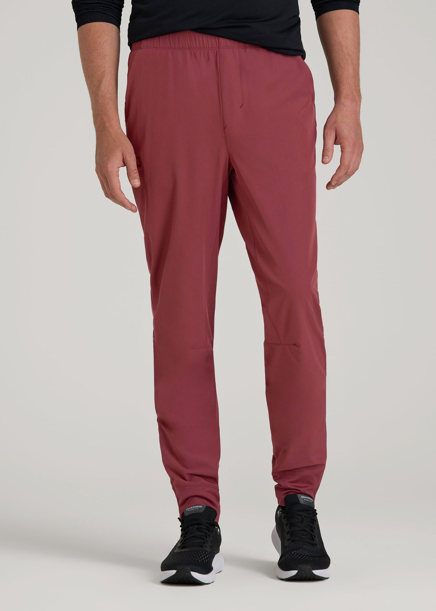 Featherweight Perforated Training Joggers for Tall Men in Oxblood Red
