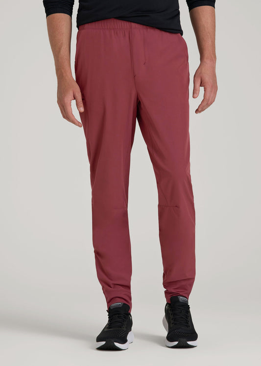 Featherweight Perforated Training Joggers for Tall Men in Oxblood Red