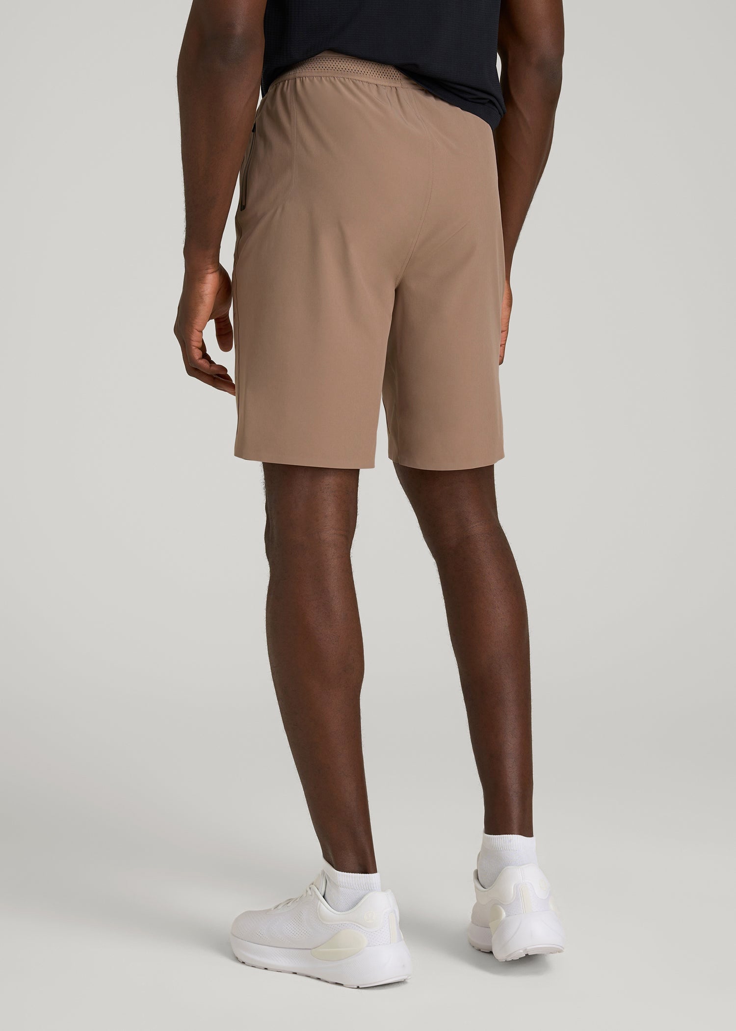 Featherweight Perforated Training Shorts for Tall Men in Dark Sand