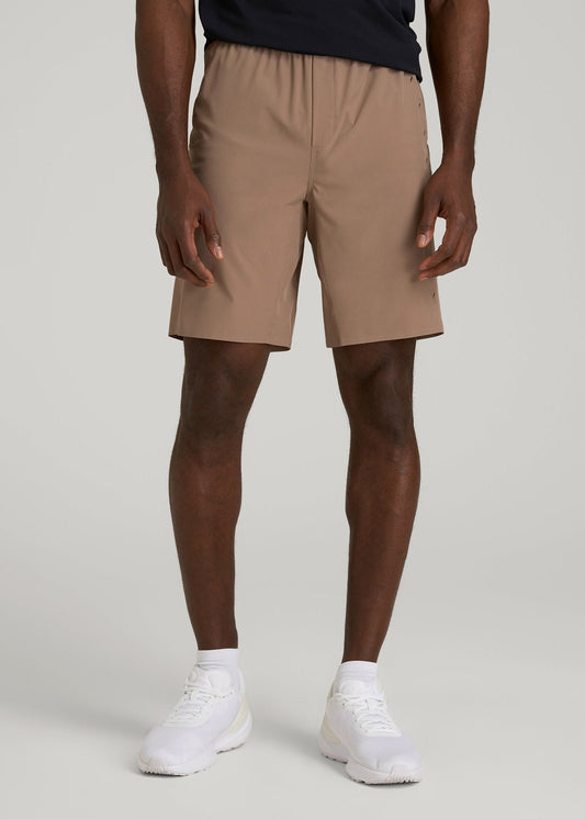 Featherweight Perforated Training Shorts for Tall Men in Dark Sand