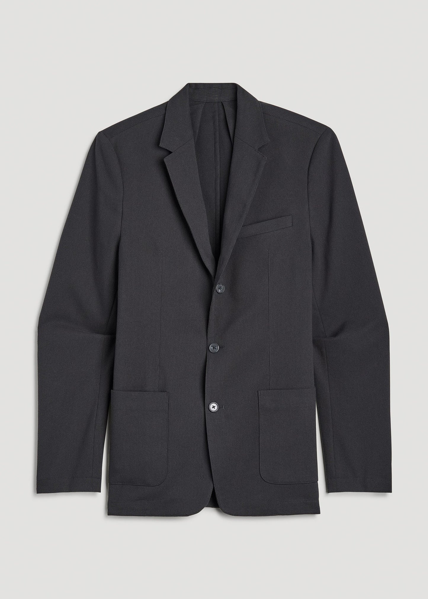 Textured Garment Washed Stretch Cotton Blazer for Tall Men in Iron Grey