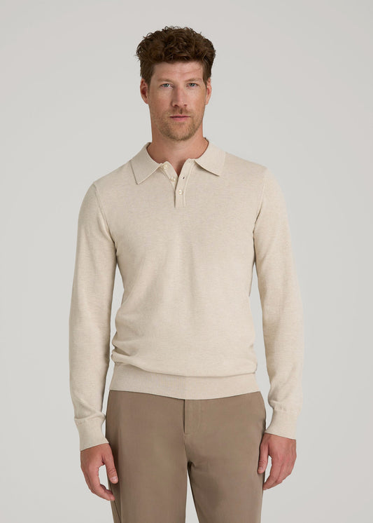 Polo Sweater for Tall Men in Vanilla Latte Mix