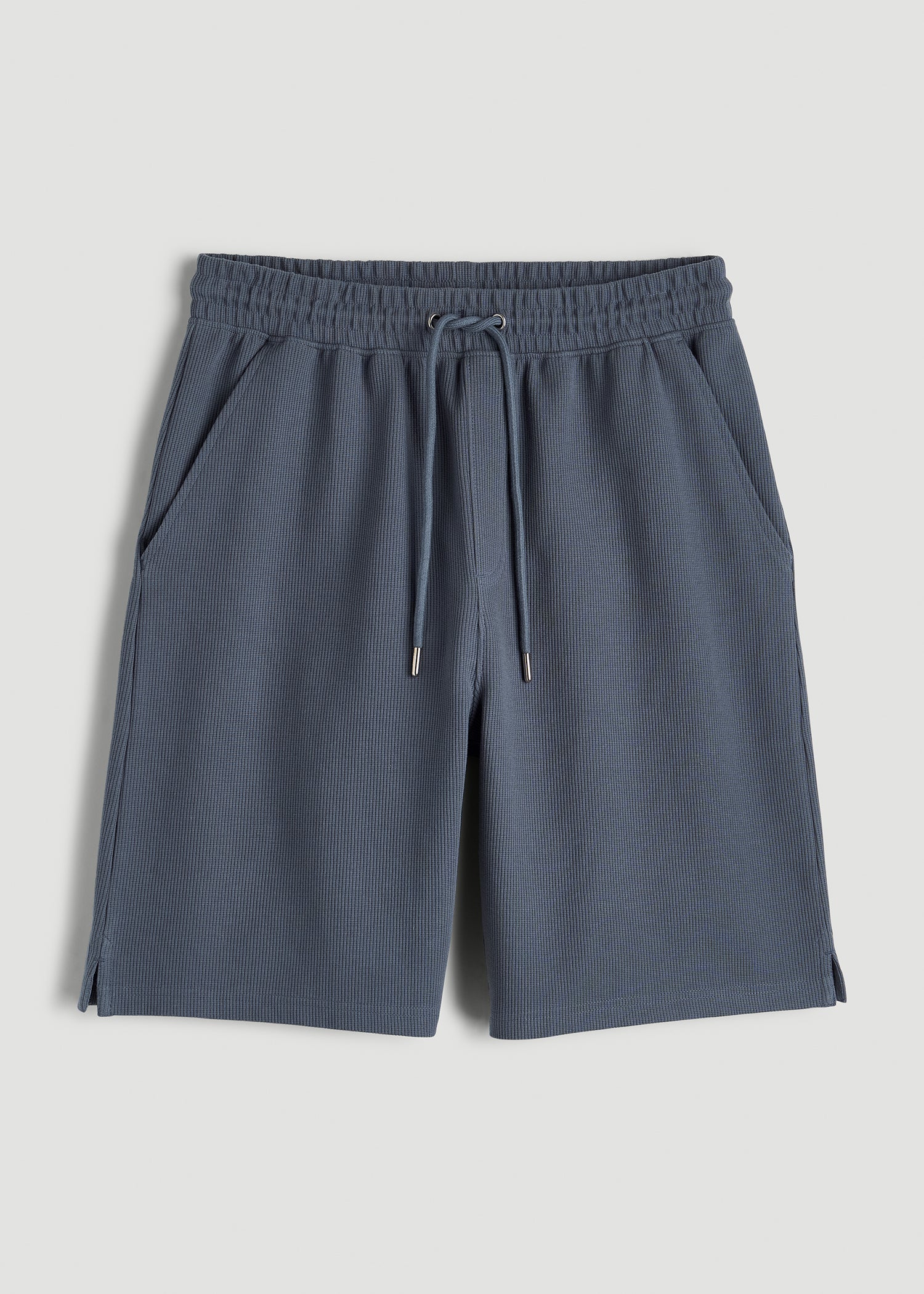 Micro Waffle Short for Tall Men in Grey Blue