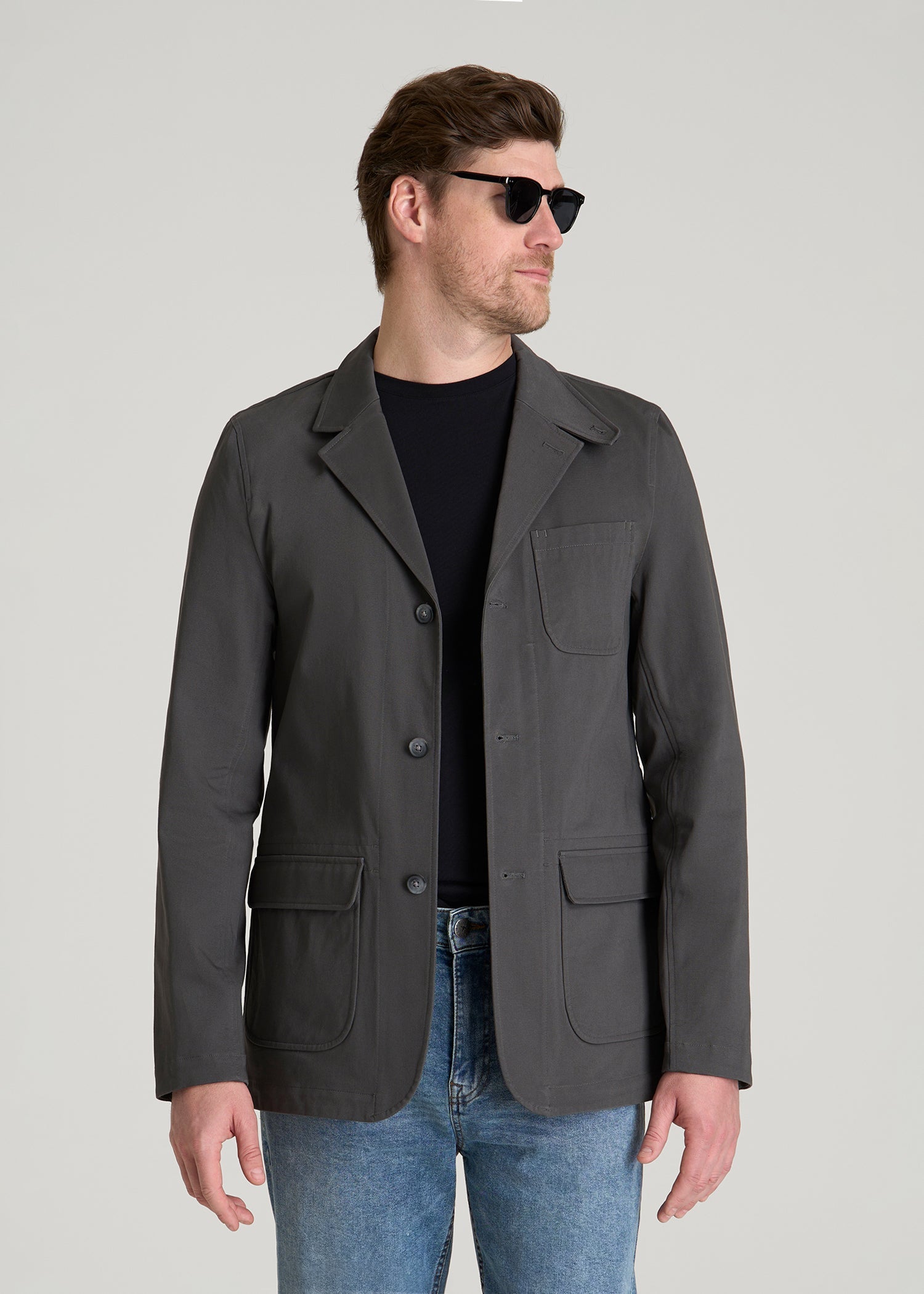 Stretch Commuter Chino Sport Coat for Tall Men in Slate