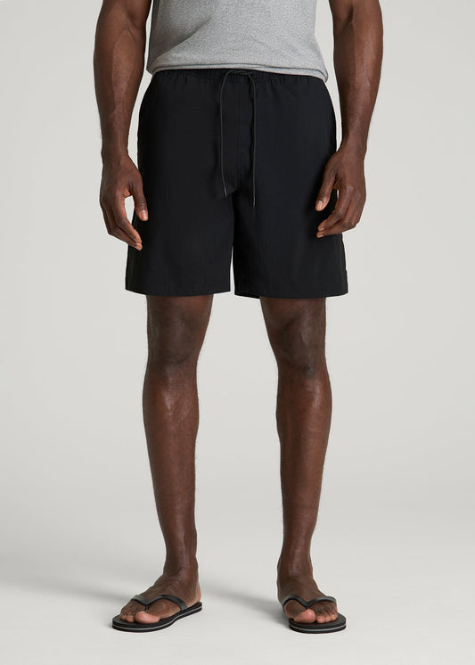 Stretch Swim Shorts for Tall Men in Deep Black