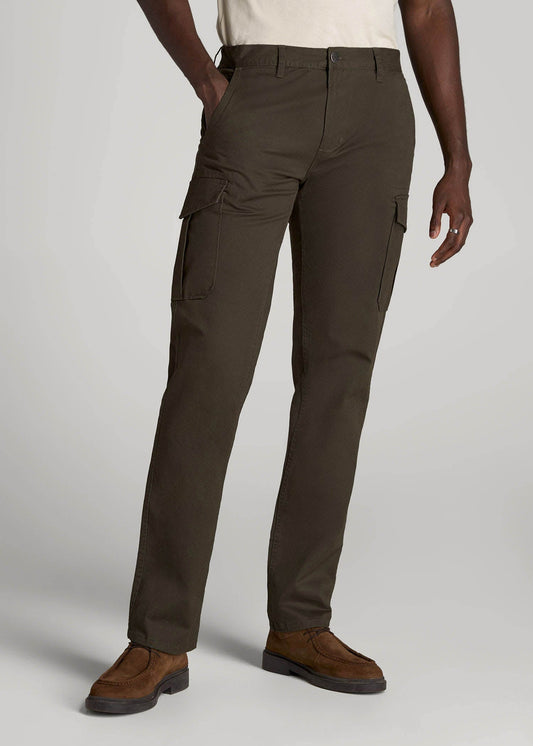 Stretch Twill SLIM-FIT Cargo Pants for Tall Men in Camo Green