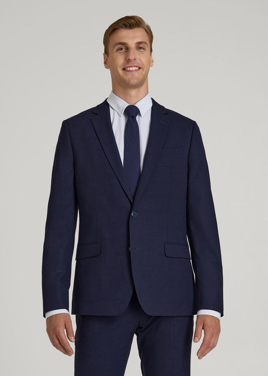 Suit Jacket for Tall Men in Blue Windowpane