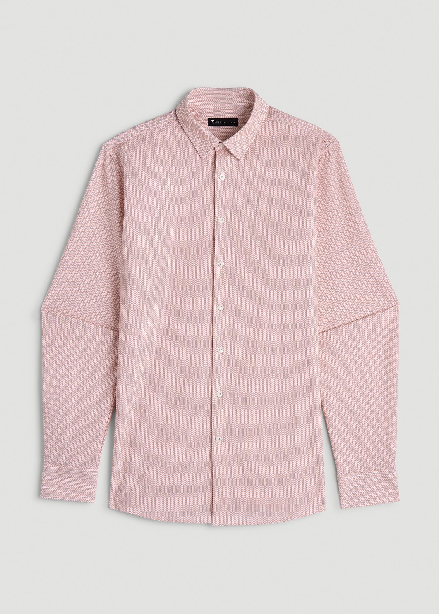Traveler Stretch Dress Shirt in Light Orange Geometric