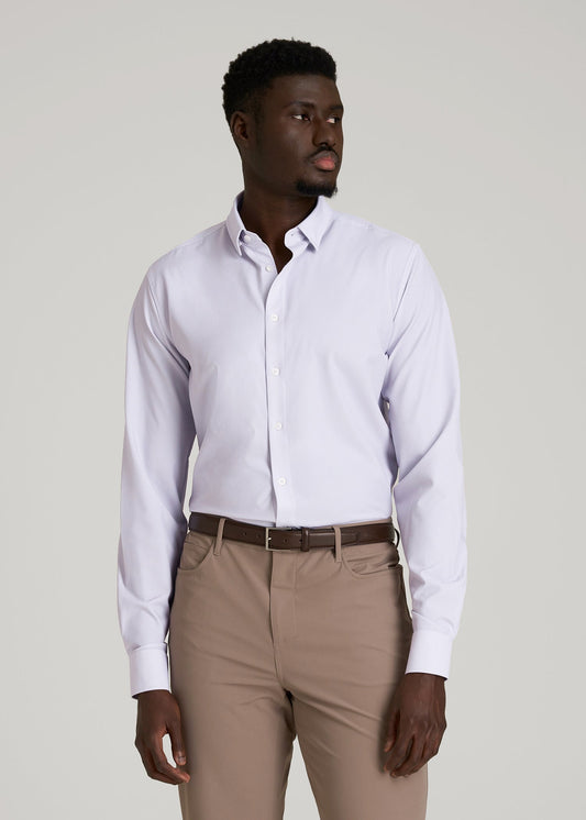Traveler Stretch Dress Shirt in Light Violet Geometric