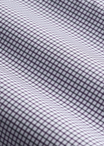 Traveler Stretch Dress Shirt in Plum and Black Grid