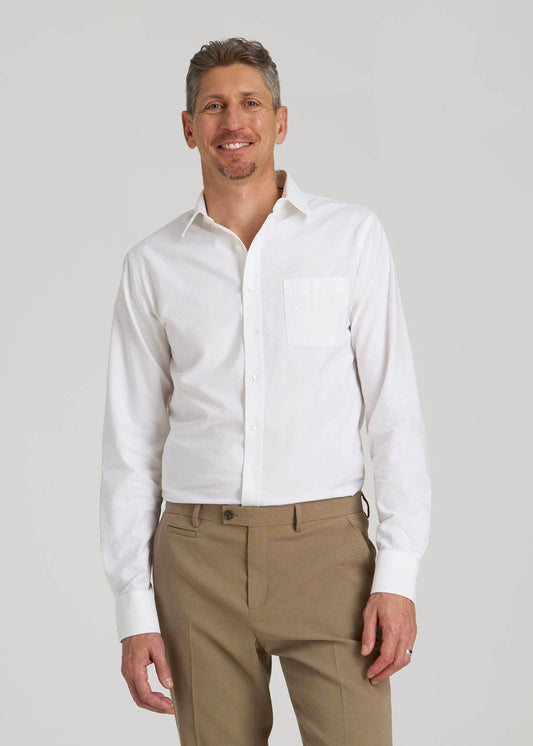 Washed Oxford Shirt for Tall Men in White