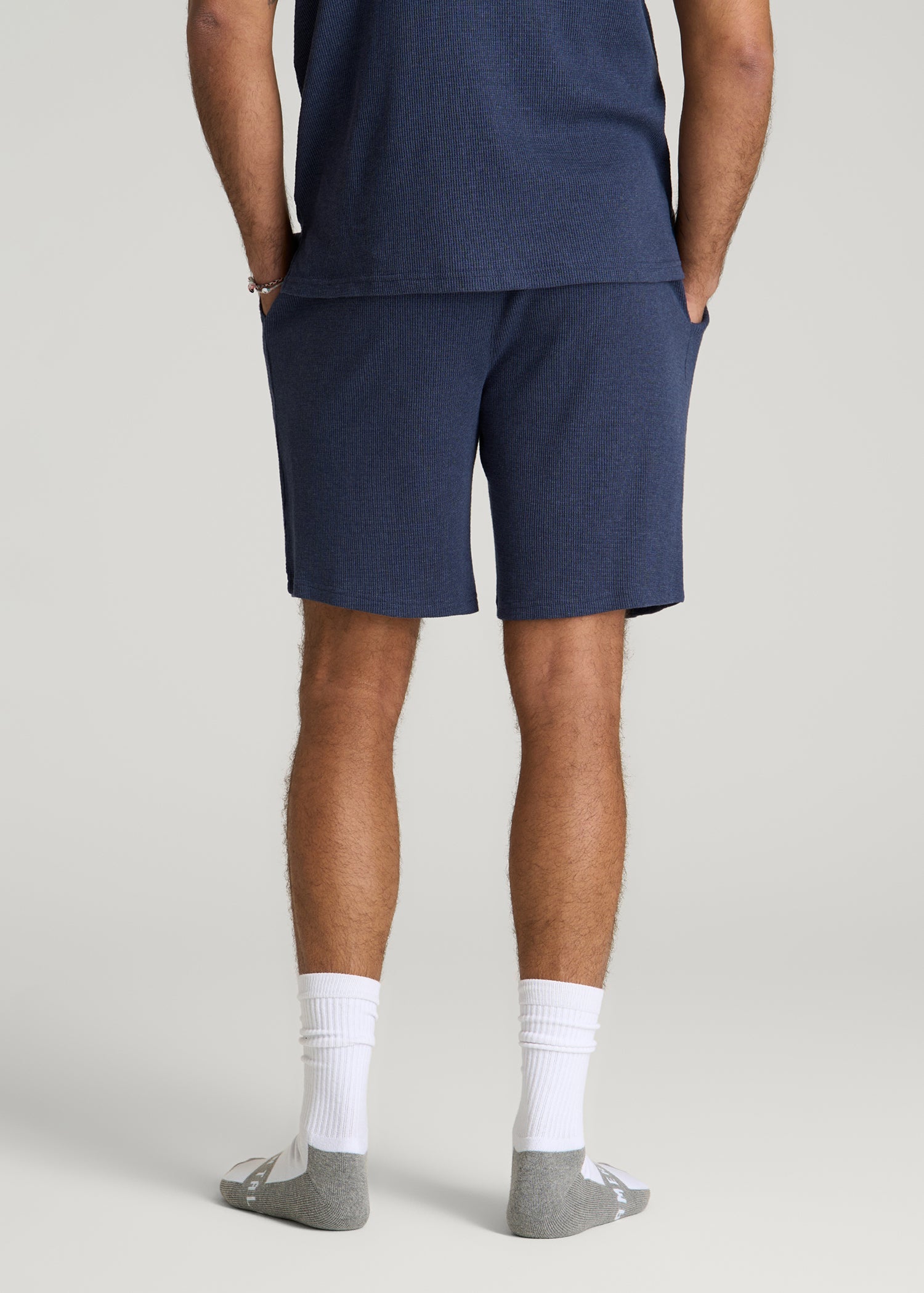 Waffle Lounge Shorts for Tall Men in Navy Blue