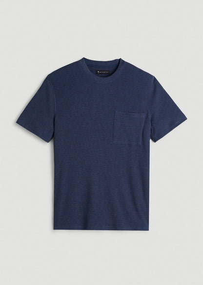 Waffle Lounge Top for Tall Men in Navy Blue