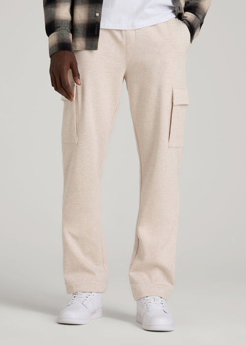 Wearever Fleece Straight Leg Cargo Sweatpant for Tall Men in Oatmeal Mix