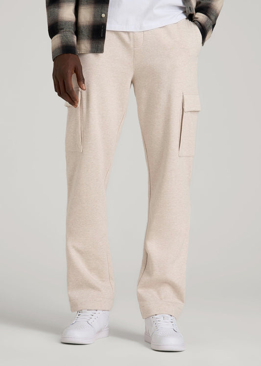 Wearever Fleece Straight Leg Cargo Sweatpant for Tall Men in Oatmeal Mix
