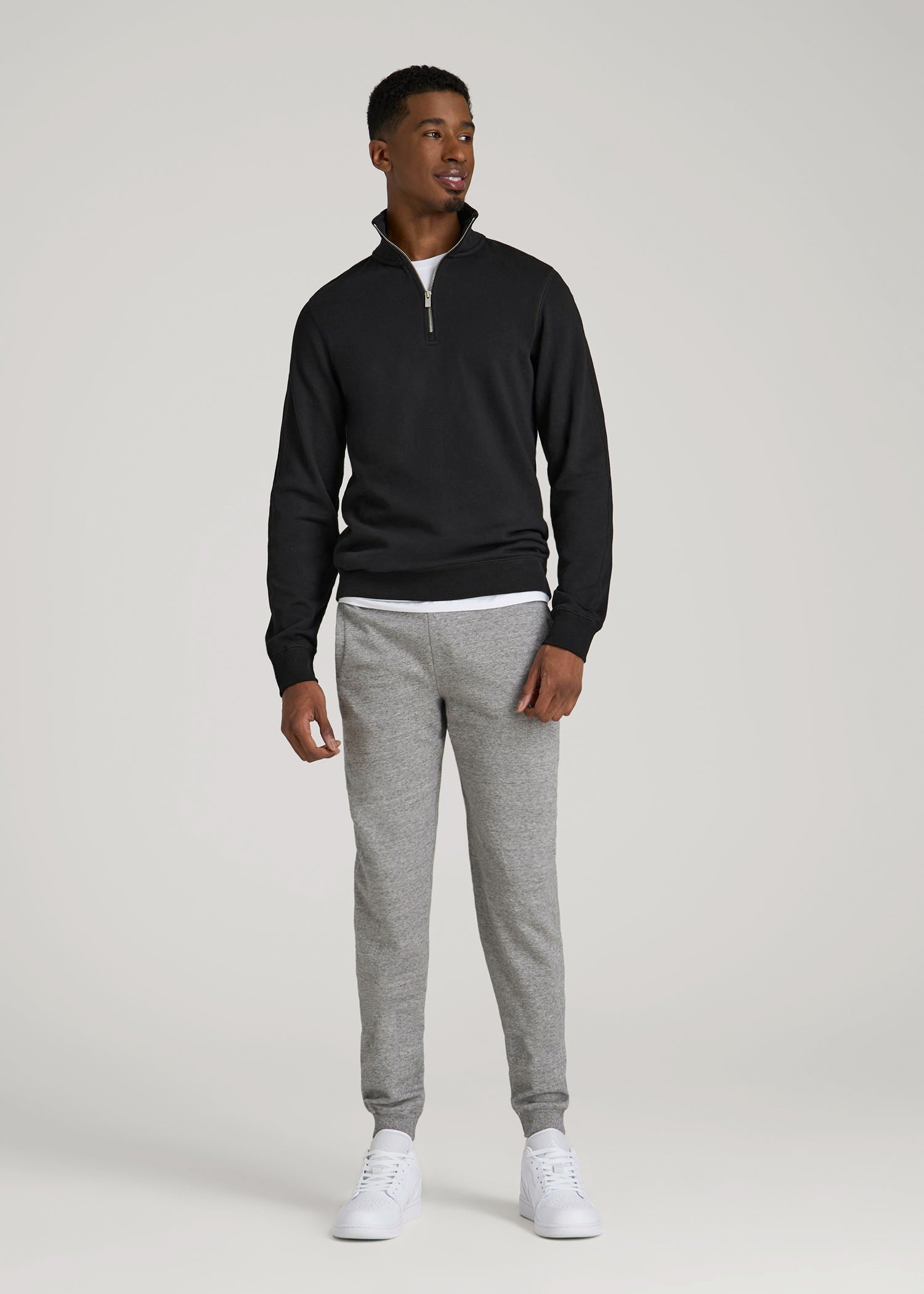 Wearever 2.0 French Terry Quarter-Zip Sweatshirt for Tall Men in Black