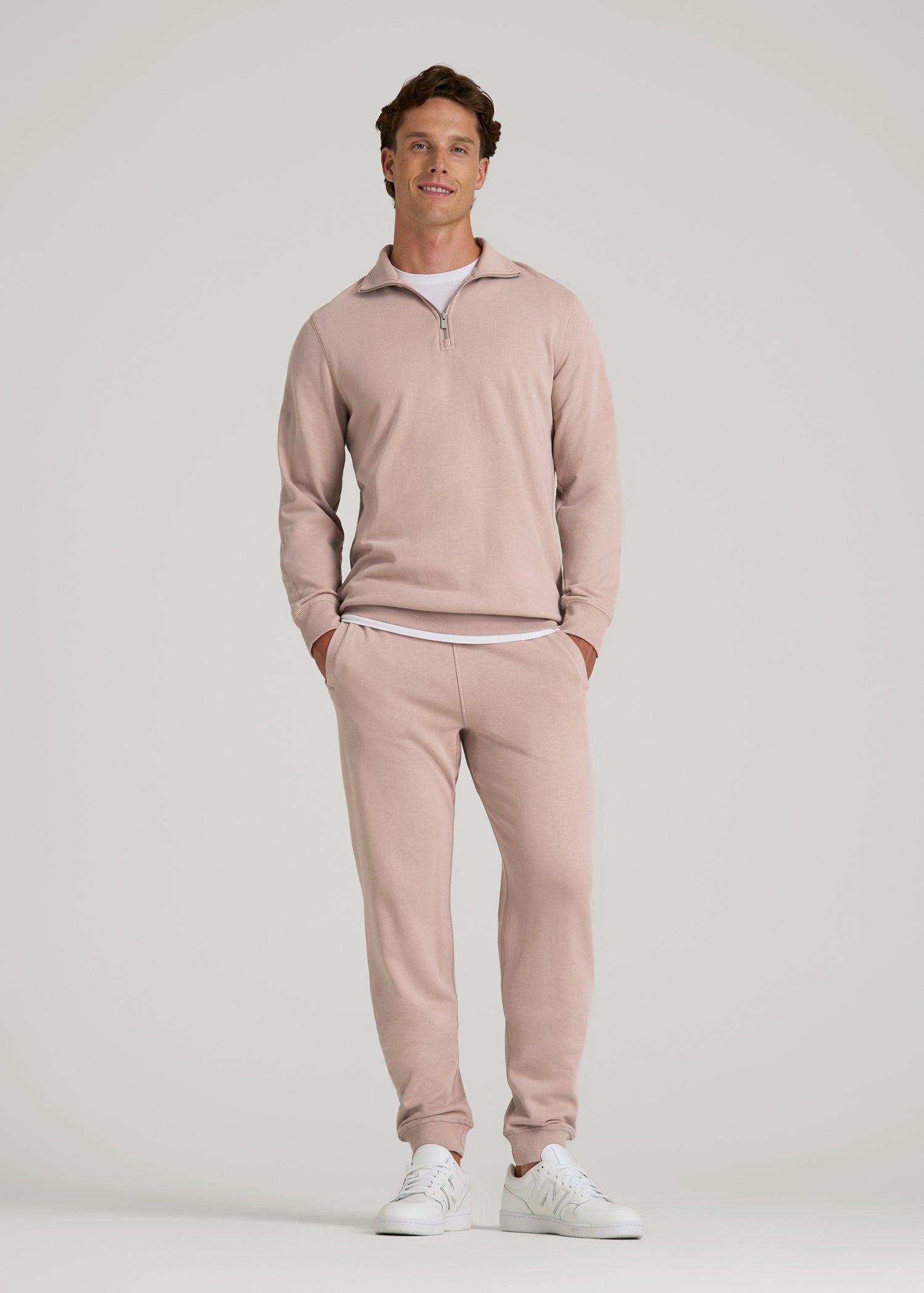 Wearever 2.0 French Terry Quarter-Zip Sweatshirt for Tall Men in Desert Rose