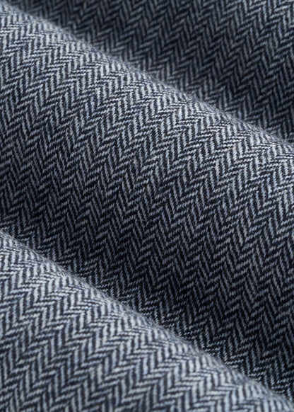 Wool Blend Blazer for Tall Men in Navy Herringbone