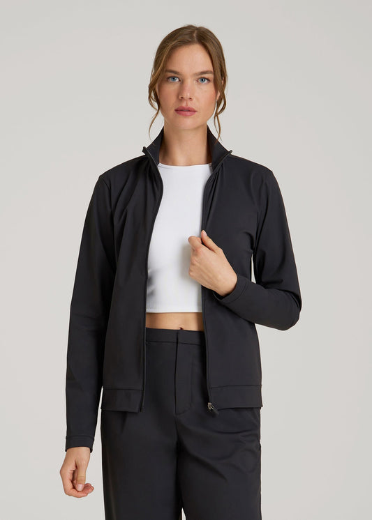 Front Zip Commuter Jacket for Tall Women in Black