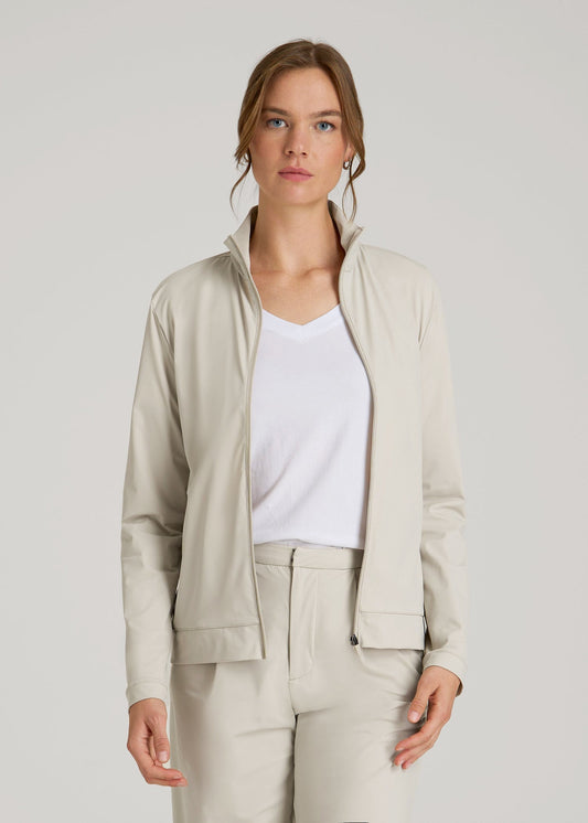 Front Zip Commuter Jacket for Tall Women in Stone