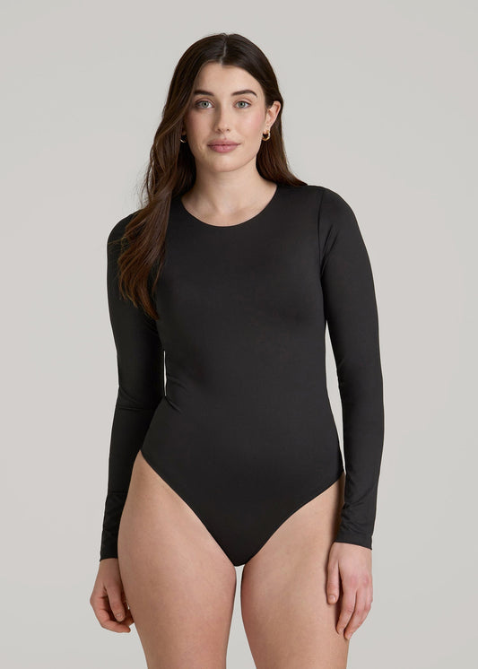 Long Sleeve Bodysuit for Tall Women in Black