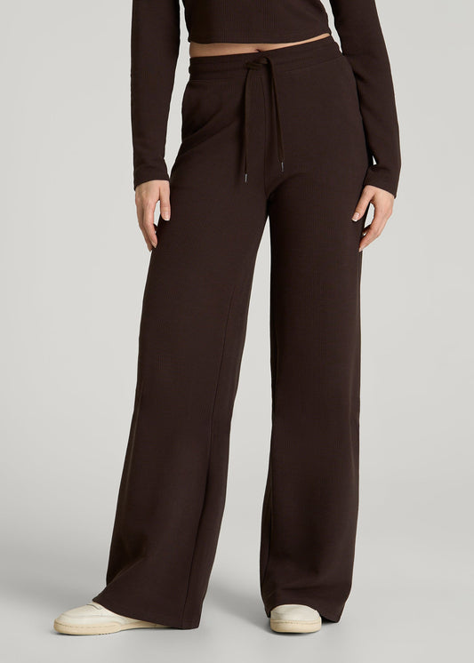 Mid Rise Waffle Wide Leg Pant for Tall Women in Espresso
