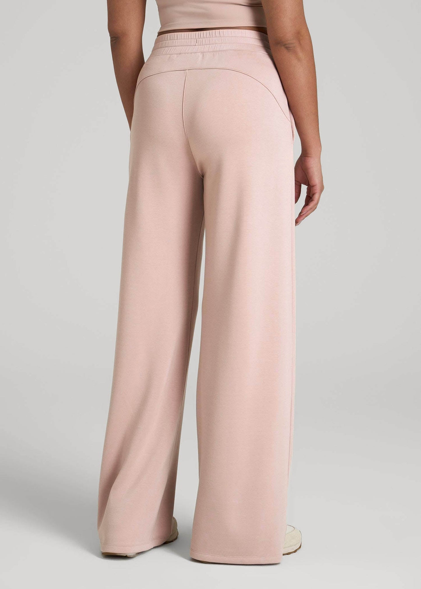 Pull-On Tie Waist Wide Leg Pants for Tall Women in Desert Rose