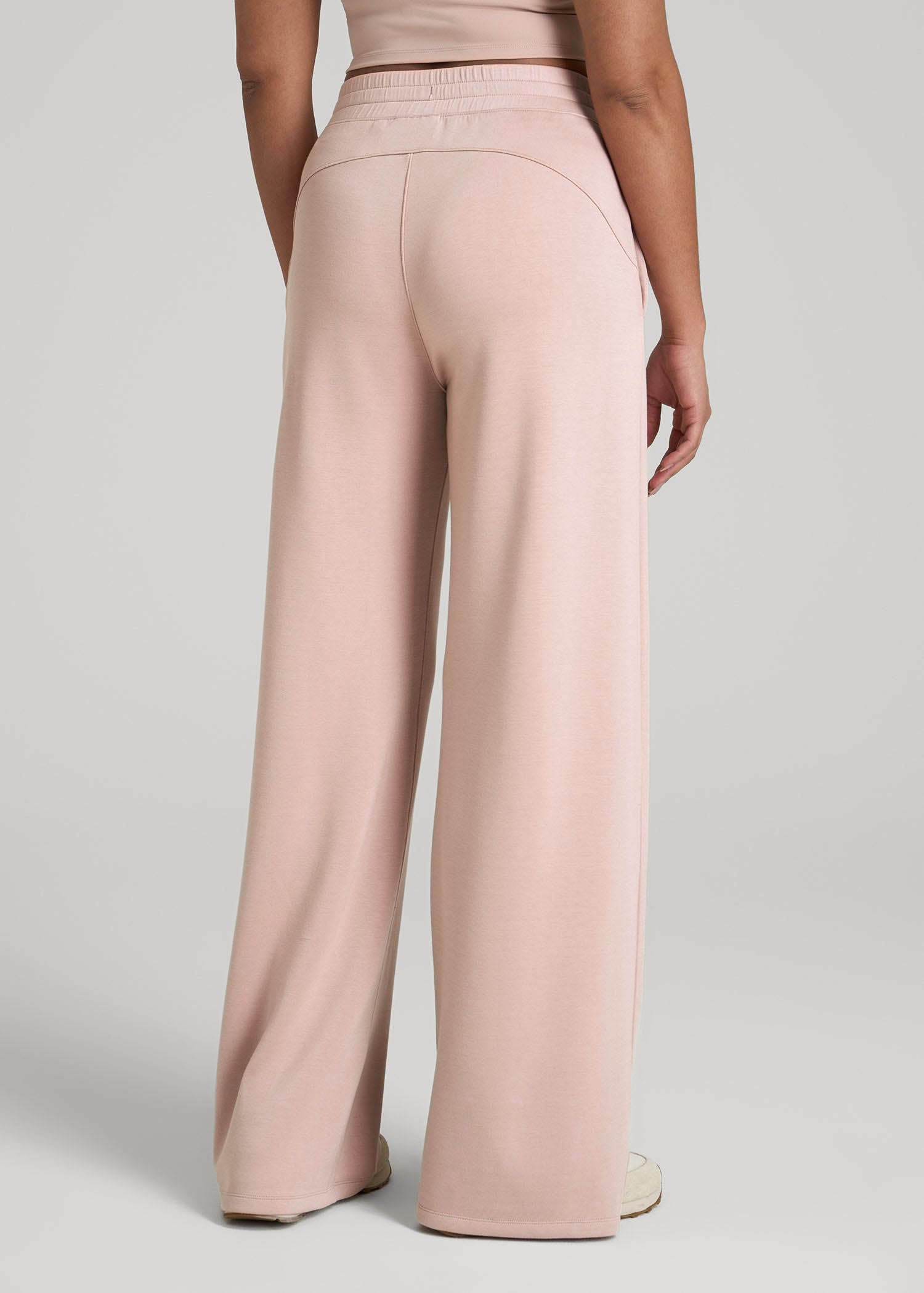 Pull-On Tie Waist Wide Leg Pants for Tall Women in Desert Rose
