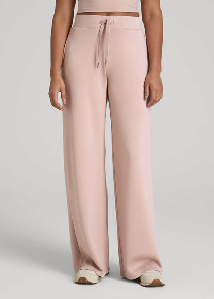 Pull-On Tie Waist Wide Leg Pants for Tall Women in Desert Rose