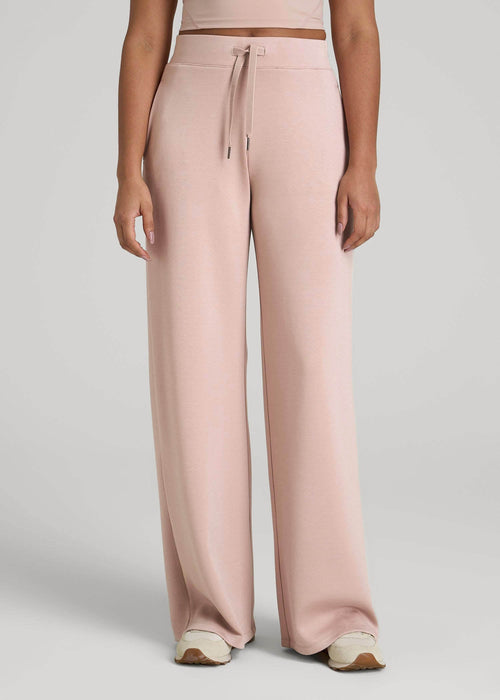 Pull-On Tie Waist Wide Leg Pants for Tall Women in Desert Rose