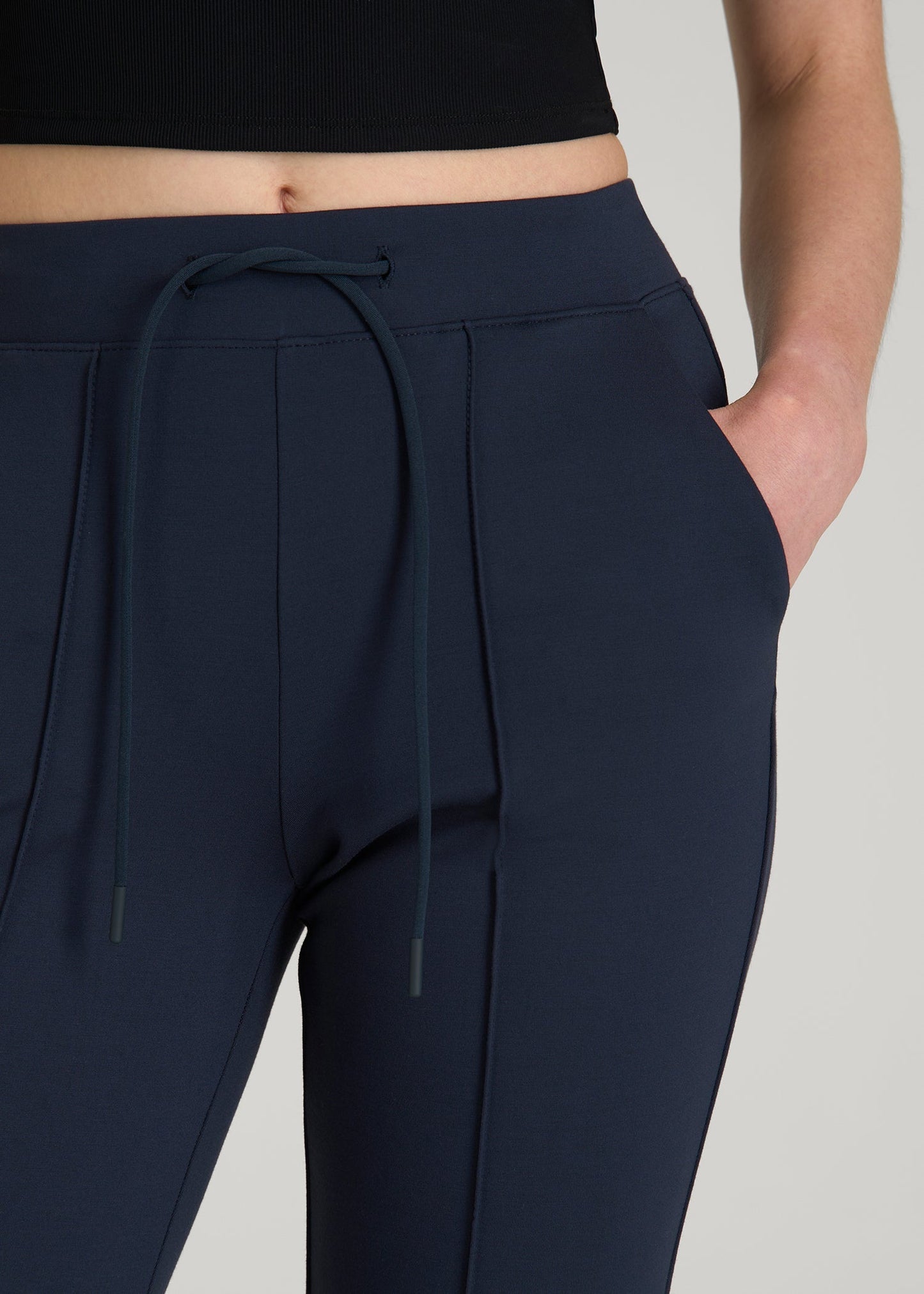 Flex Ponte Flare Pants with Drawcord for Tall Women in Navy