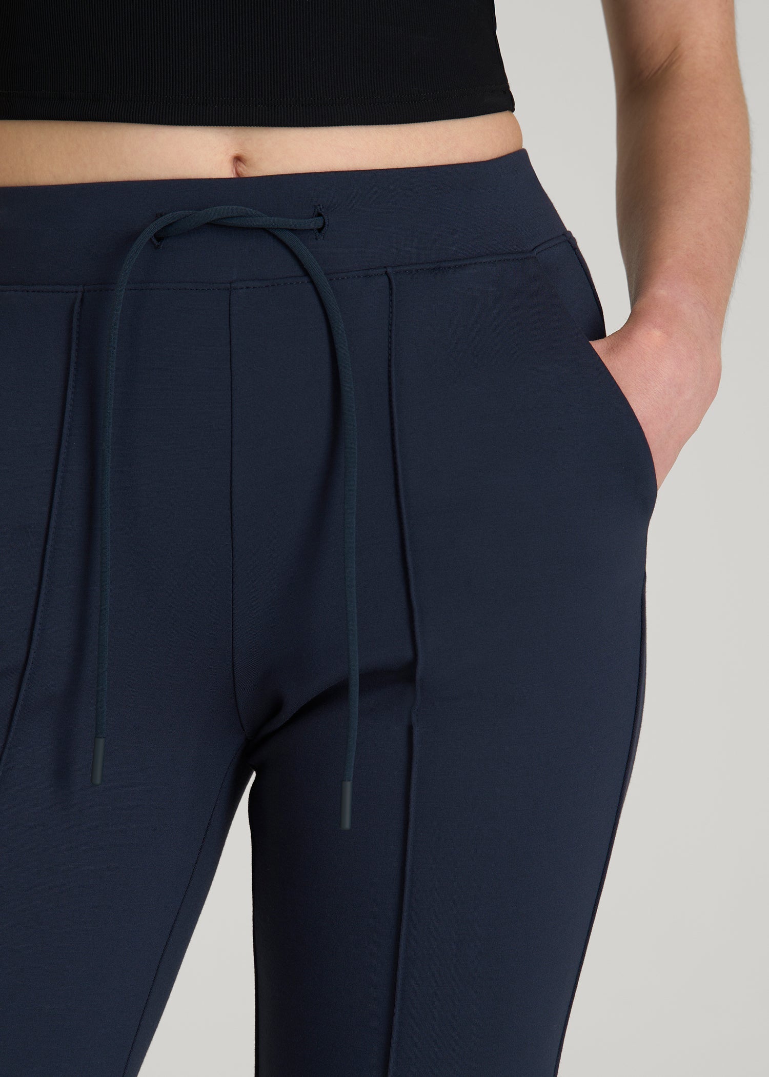 Flex Ponte Flare Pants with Drawcord for Tall Women in Navy