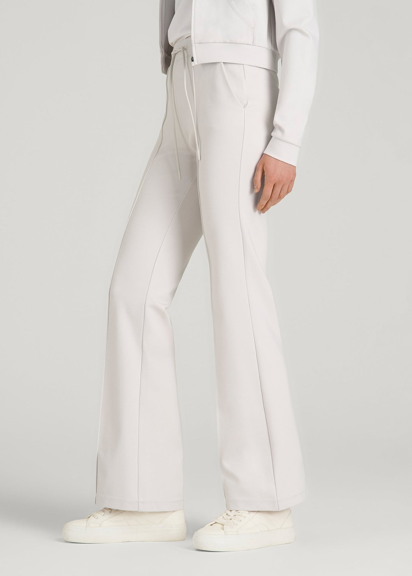 Flex Ponte Flare Pants with Drawcord for Tall Women in White Sand