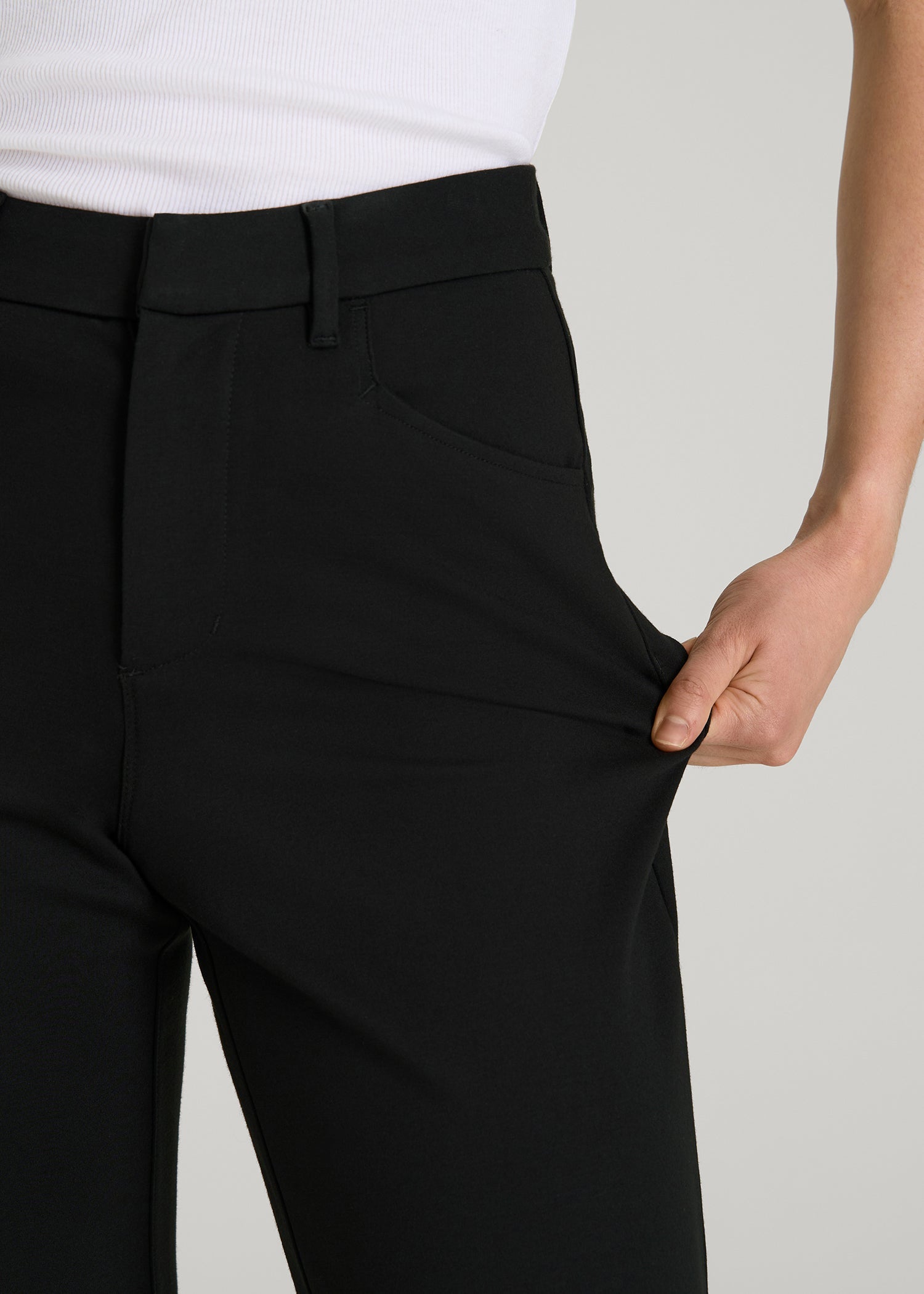 Flex Ponte Straight Leg Pants for Tall Women in Black