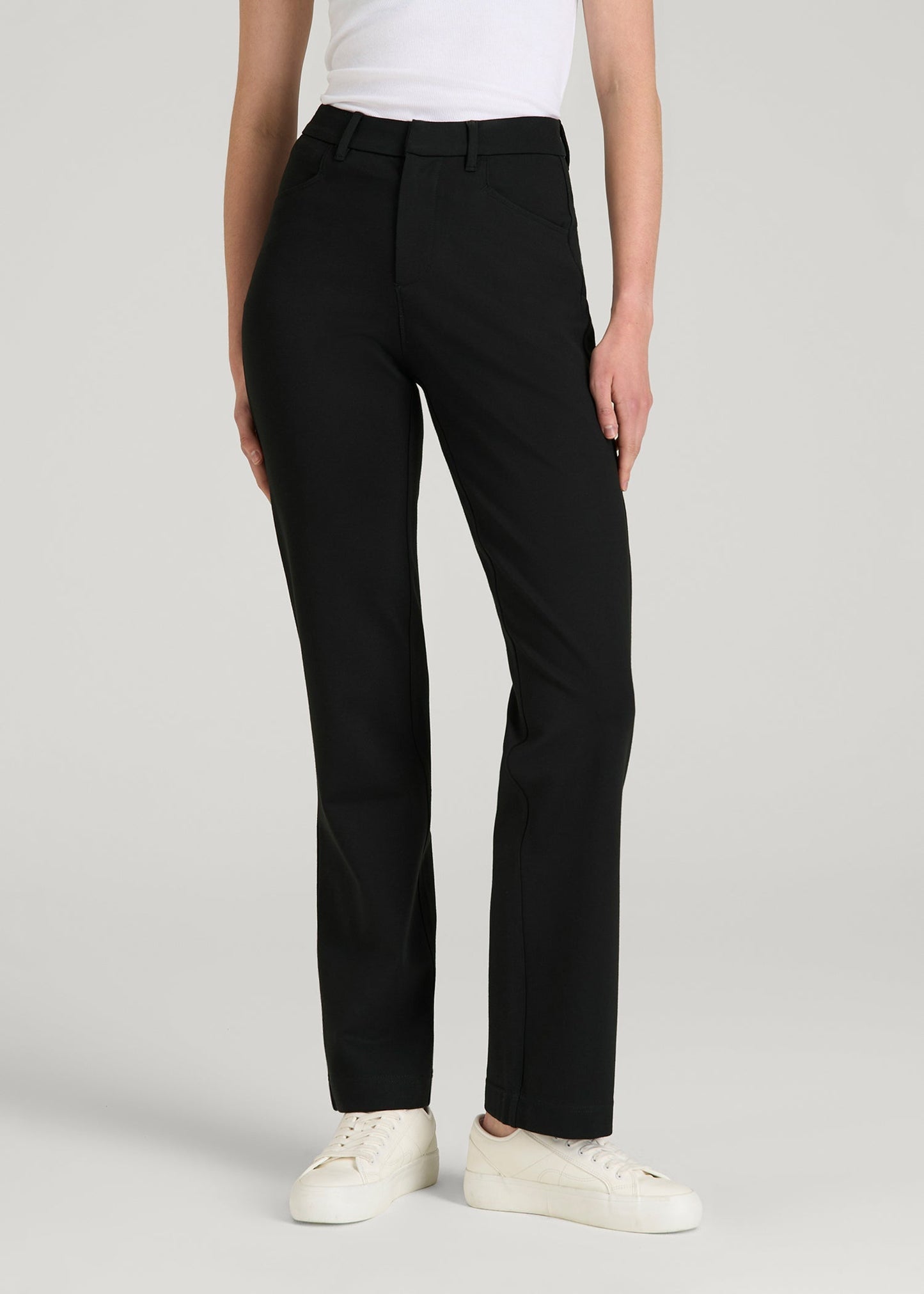Flex Ponte Straight Leg Pants for Tall Women in Black