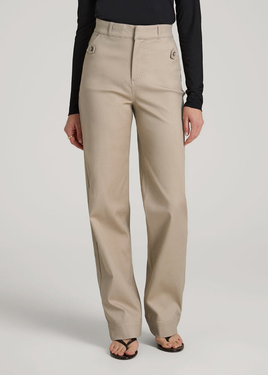 Stretch Twill Wide Leg Pant for Tall Women in Light Khaki
