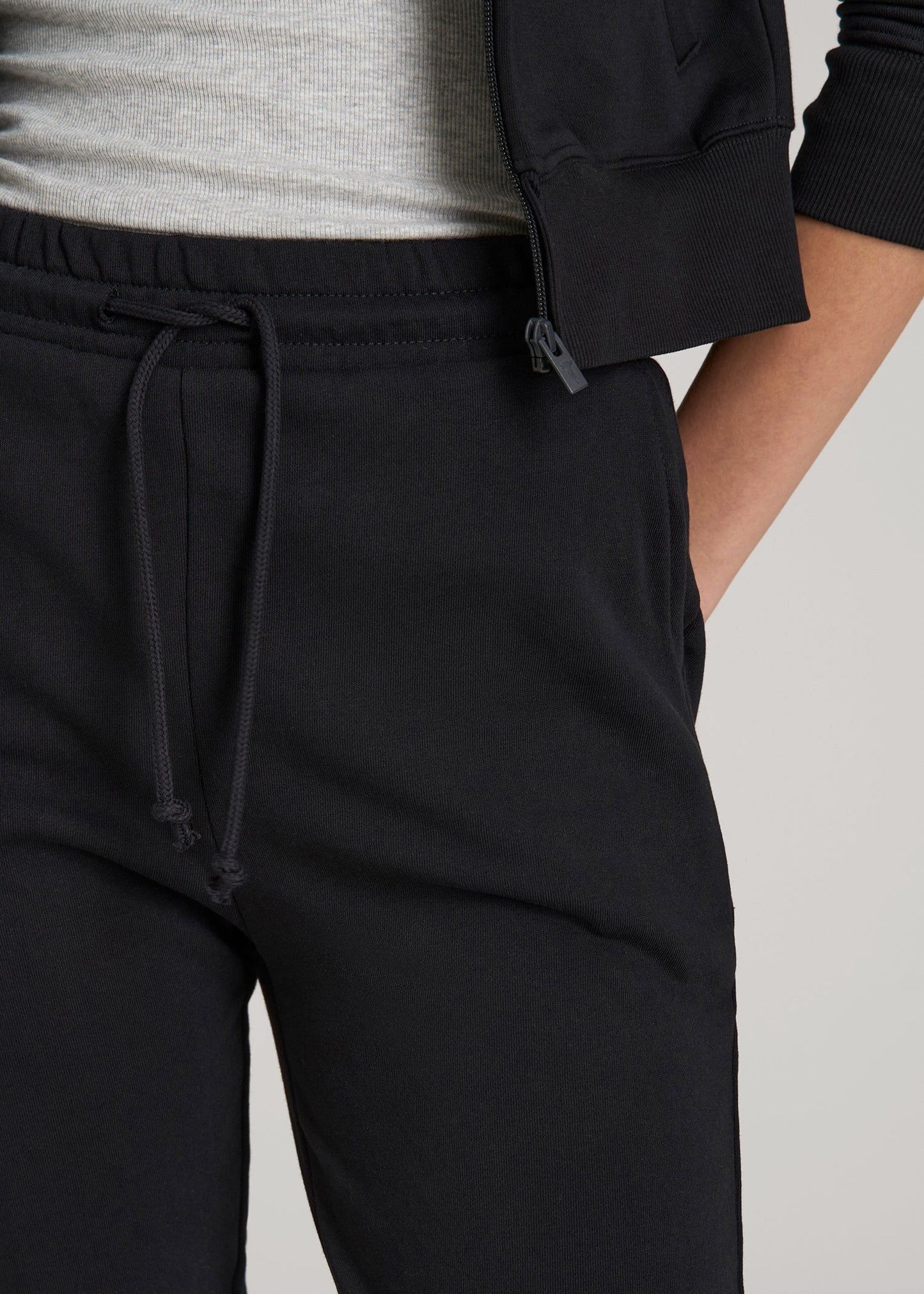 Wearever Fleece Slim Fit High-Waisted Garment Dye Sweatpants for Tall Women in Black