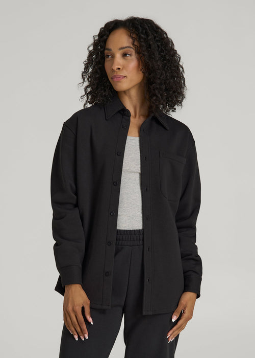 Wearever 2.0 Fleece Shacket for Tall Women in Graphite Black
