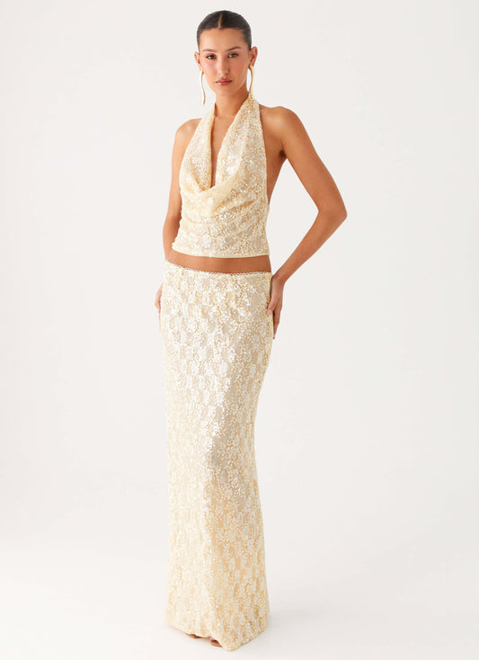 Bling It On Maxi Skirt - Ivory